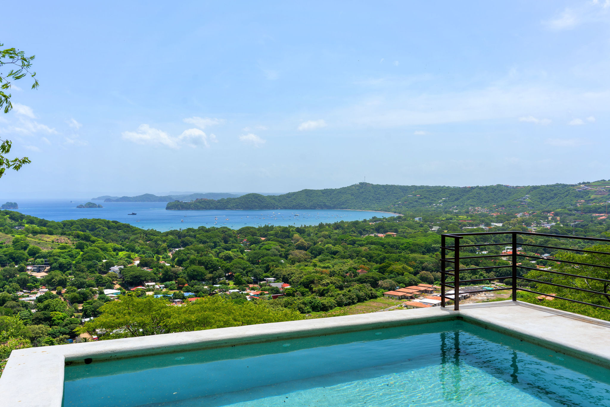 Private pool with a panoramic view of the bay and surrounding hills
