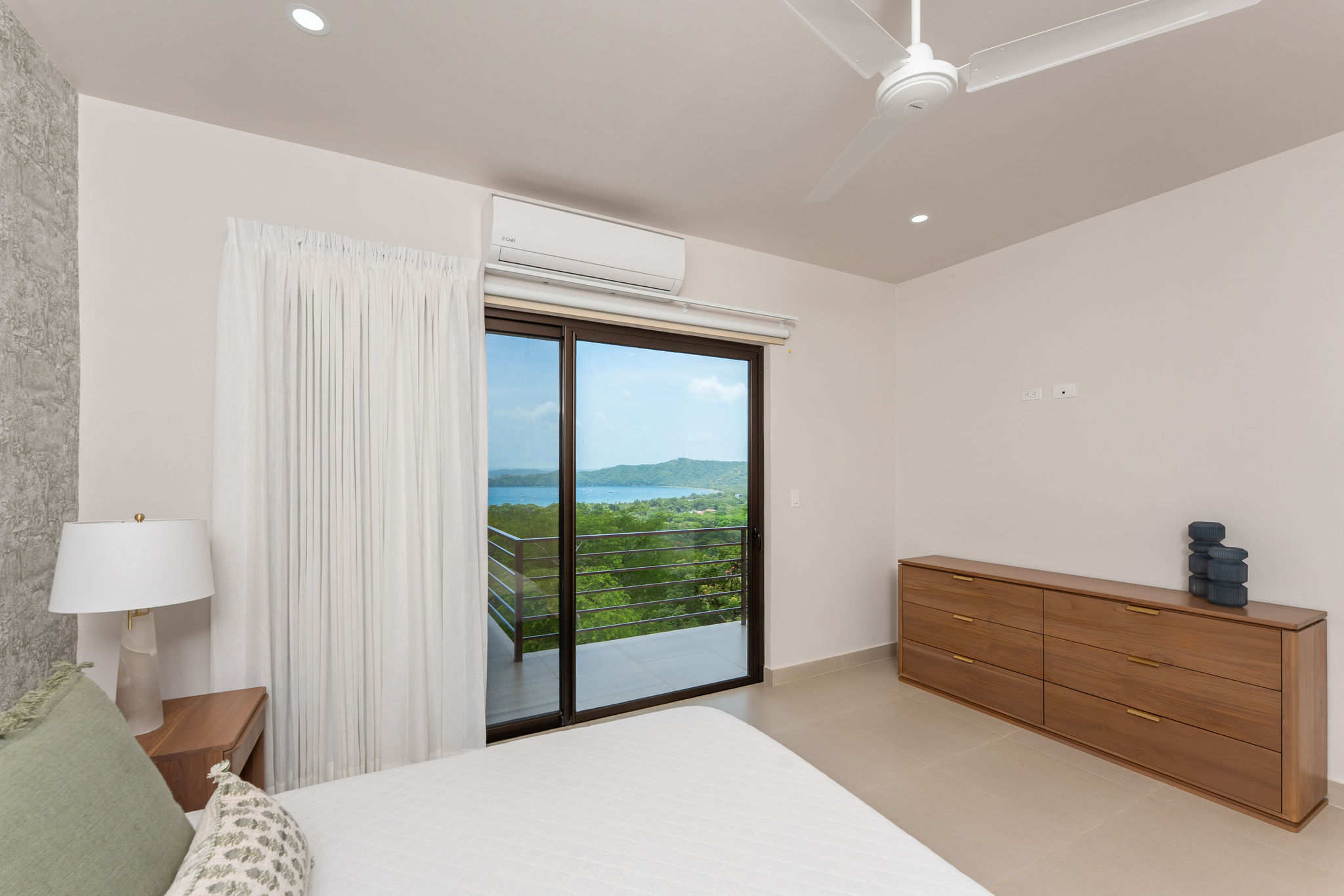 Bedroom with a view toward the Pacific coast
