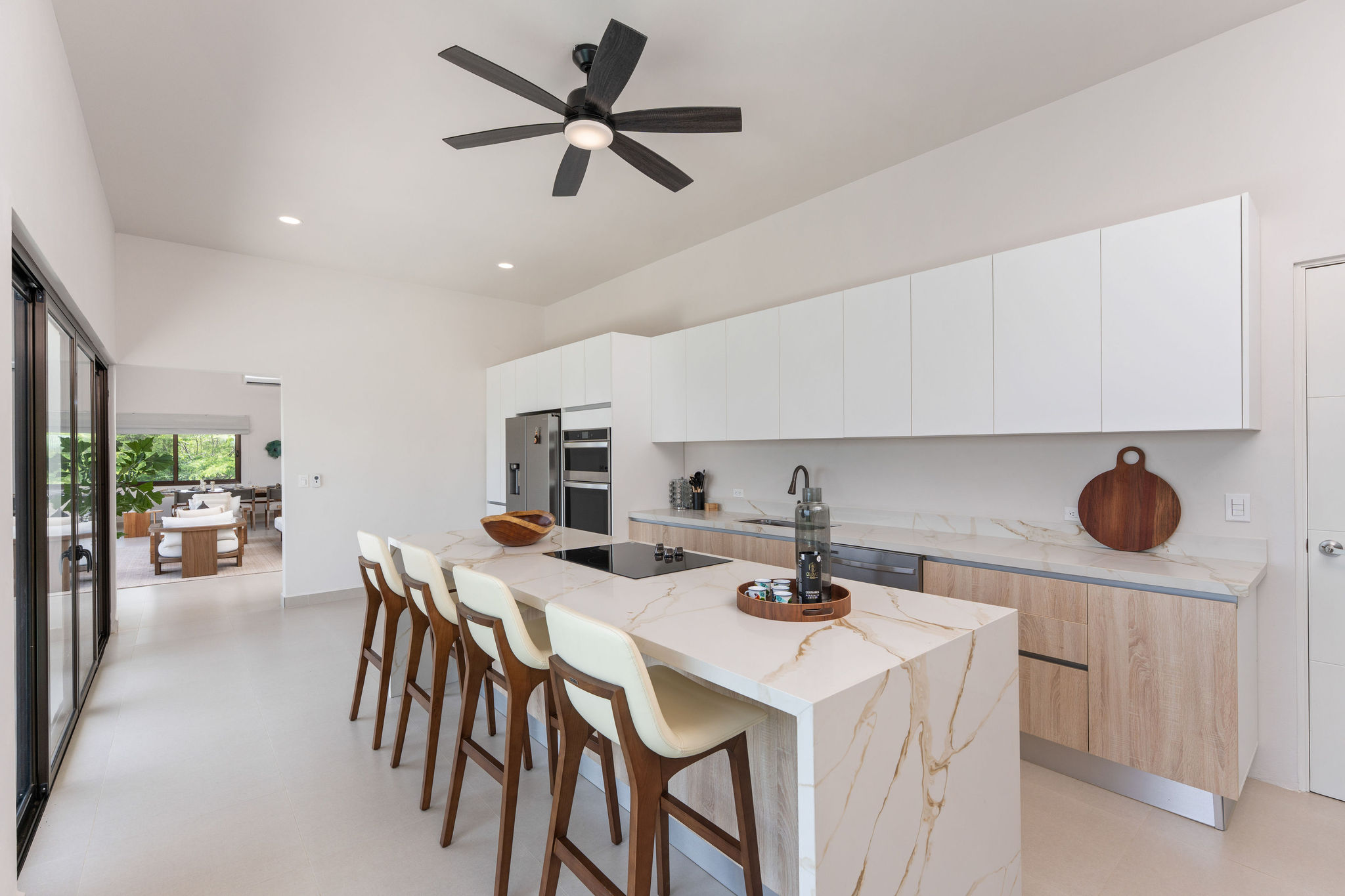 Modern kitchen with island seating and an open-plan layout